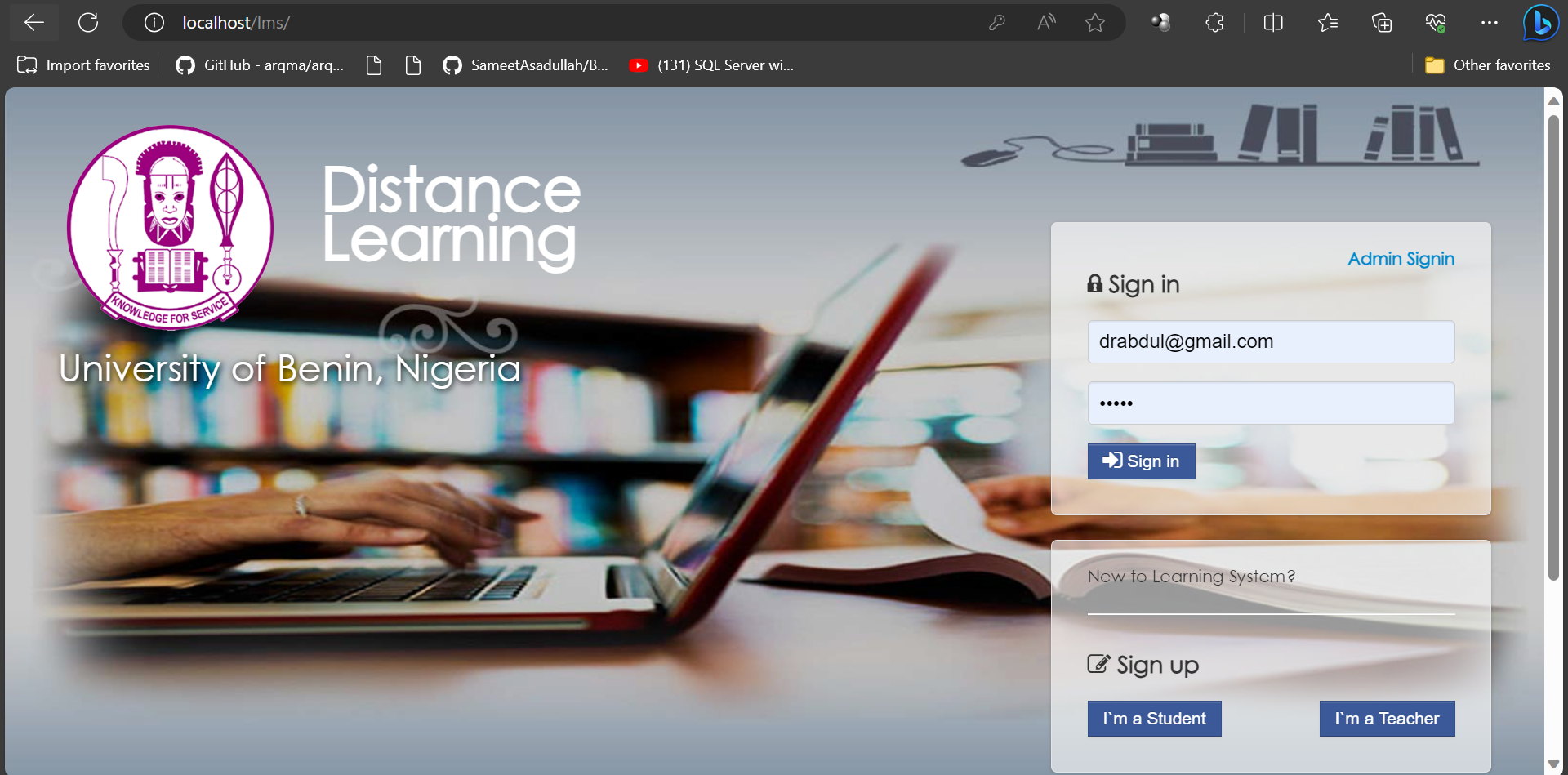 Design and Implementation of a Distance Learning System