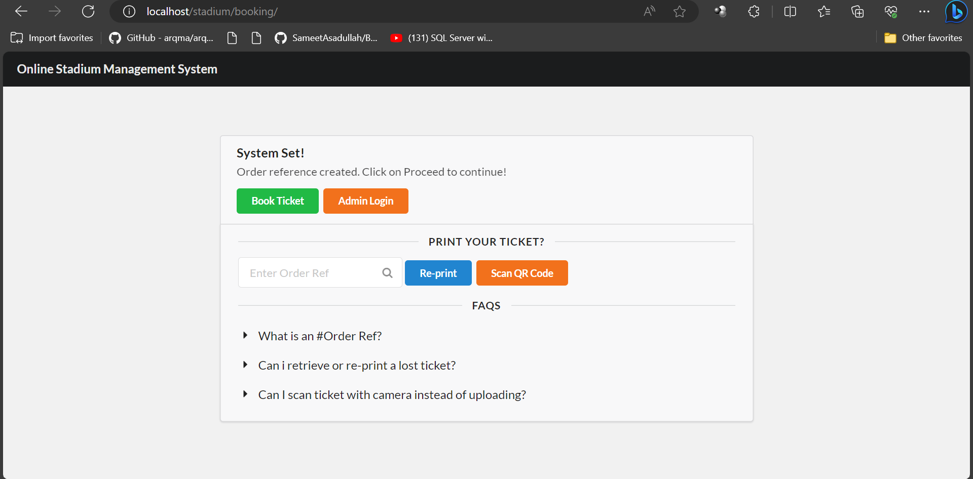 Online Stadium Management System using QR Code